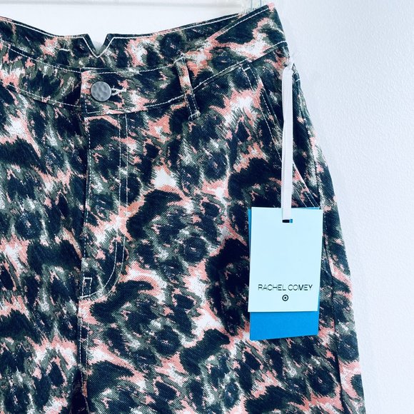 Rachel Comey 4, 12 Animal Print High Rise Denim Olive, Pink Cotton Jeans Target - Picture 2 of 12